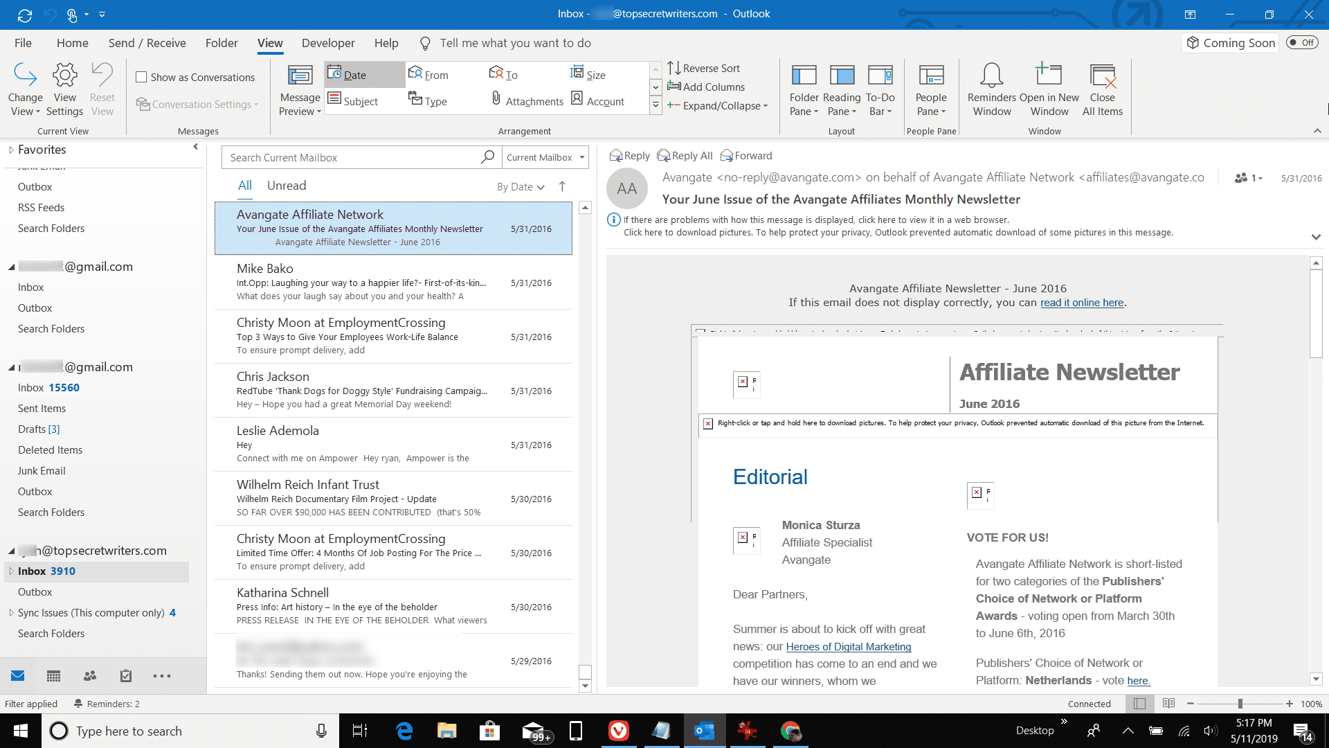 columns in outlook for mac
